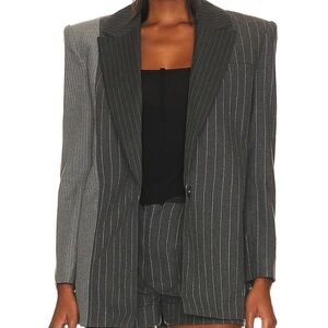 NWT Alice and Olivia Colley Blazer in Grey & Charcoal Pinstripe Size 6